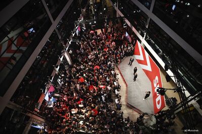 Foto von der Wahlparty im Willy-Brandt-Haus Quelle: Photothek